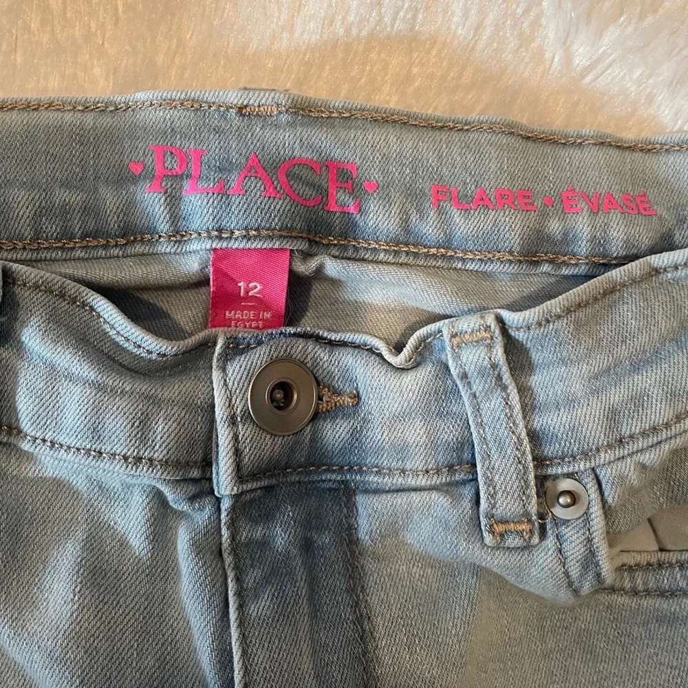 The‎ Childrens Place Girls Light Wash Flare Denim Jeans Size 12 Boho Y2K Retro